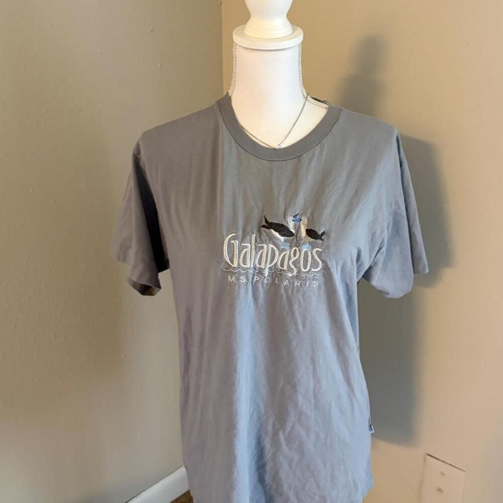 Unbranded Women's Grey and Blue T-shirt